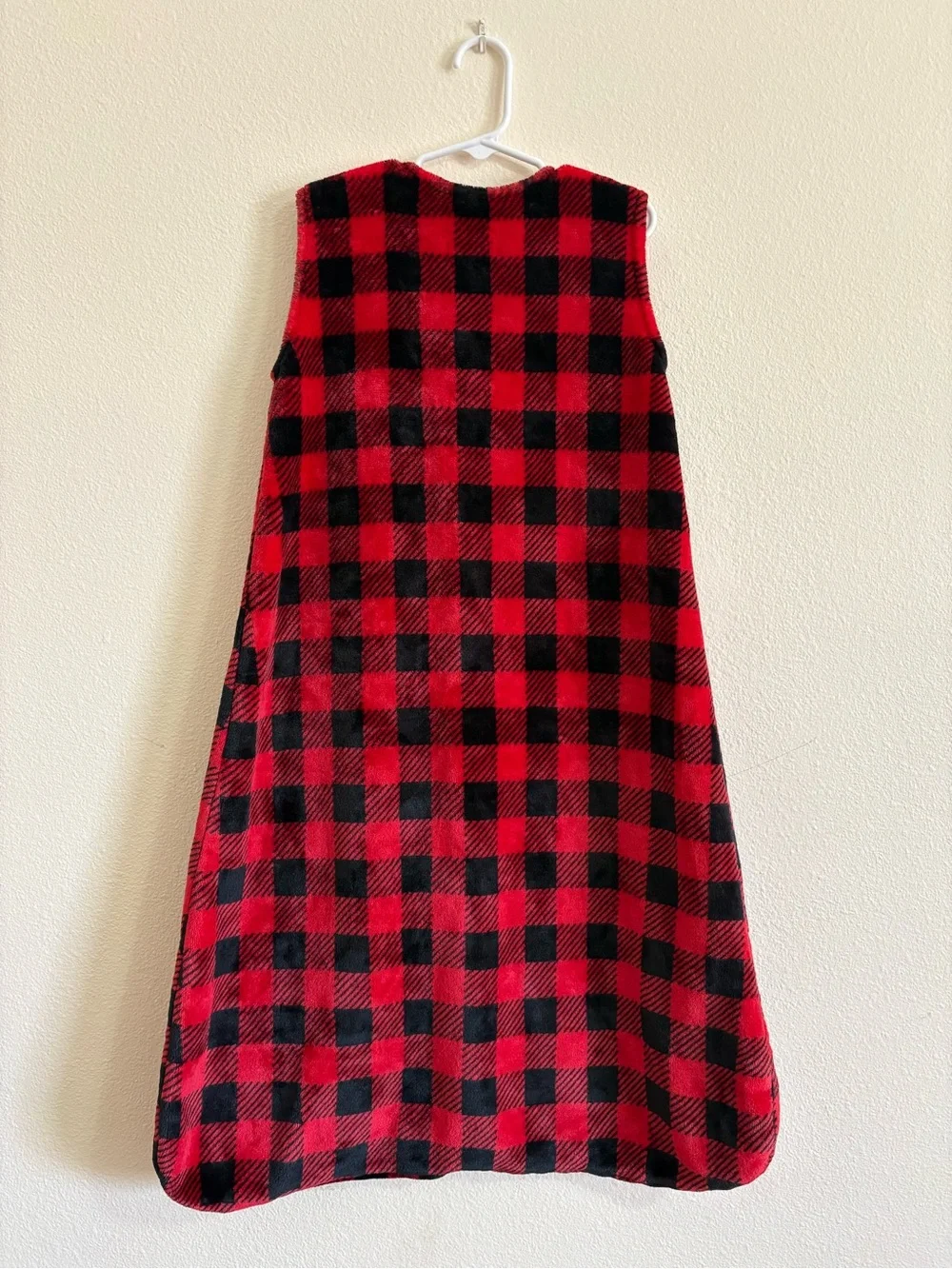 Red and Black Plush Plaid Kids Sleep Sack